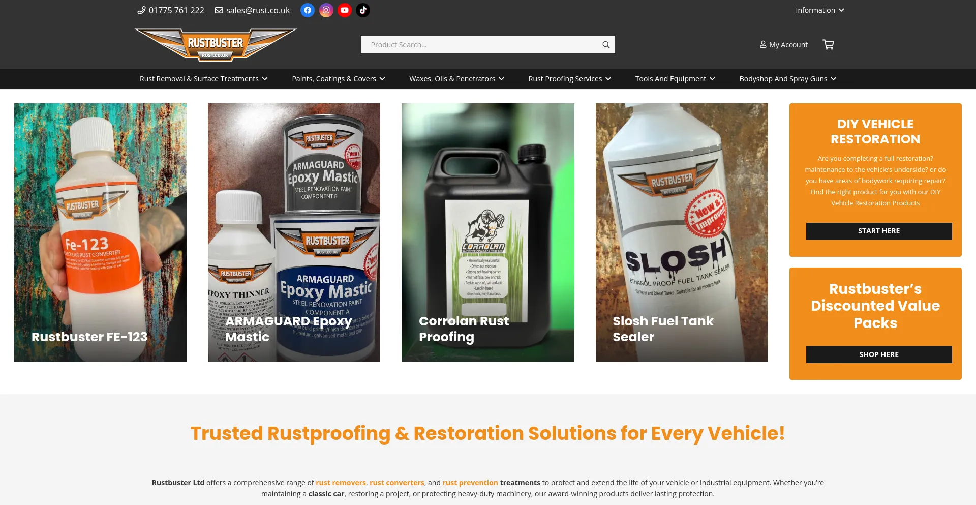 Website screenshot of Rust.co.uk