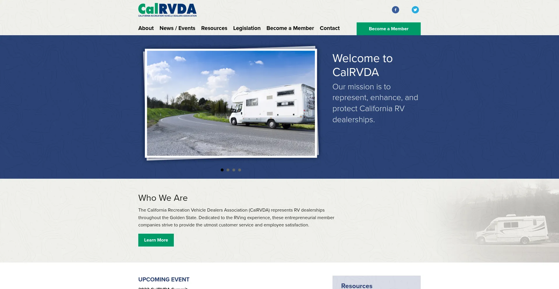 Website screenshot of Rvingca.com