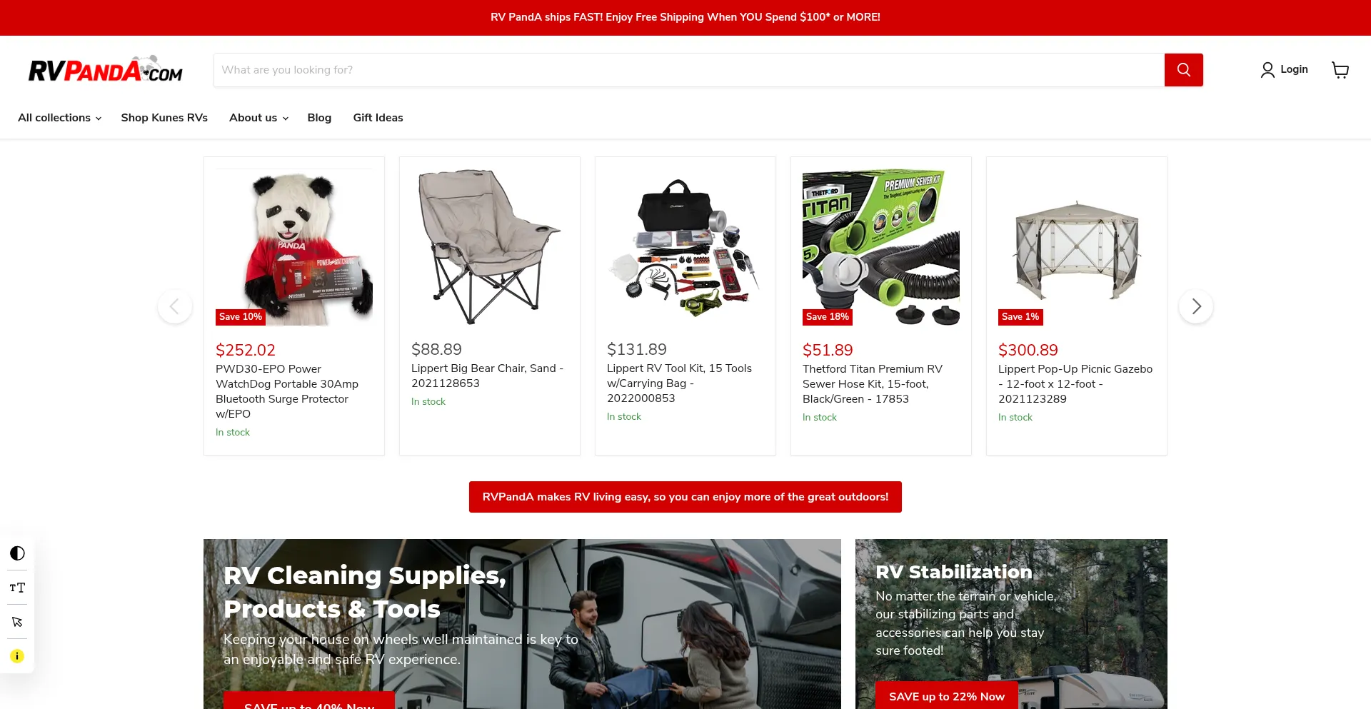 Website screenshot of Rvpanda.com