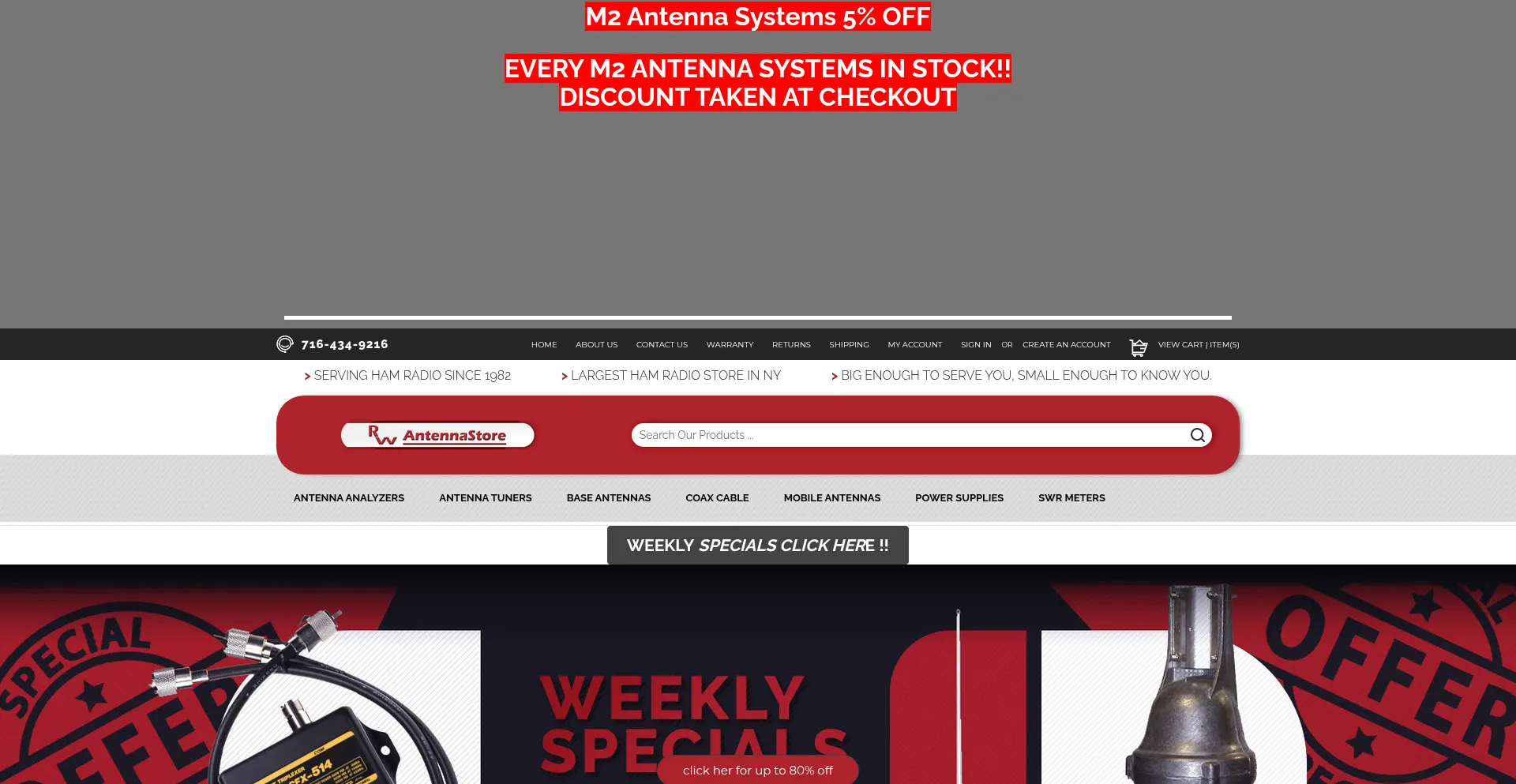 Website screenshot of Rwantennastore.com