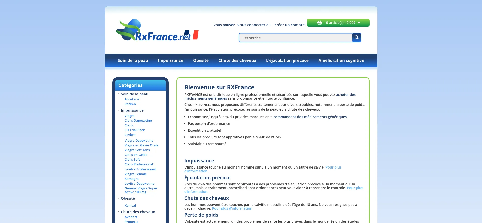 Website screenshot of Rxfrance.net