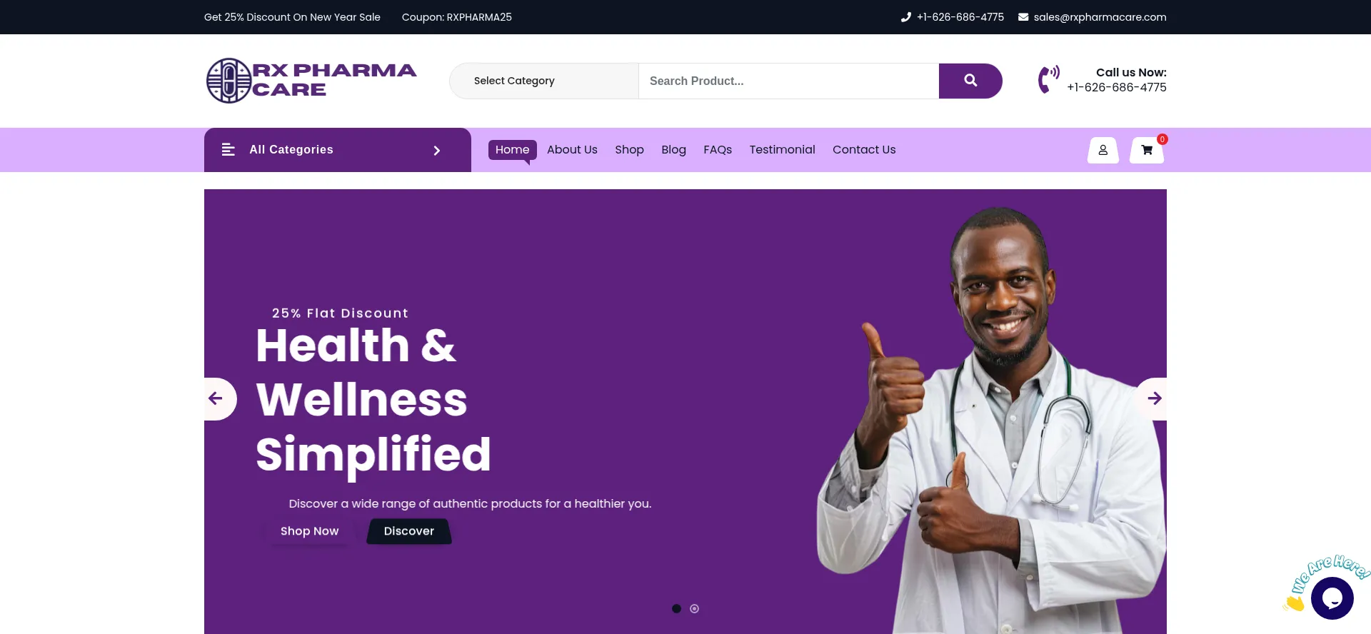 Website screenshot of Rxpharmacare.com