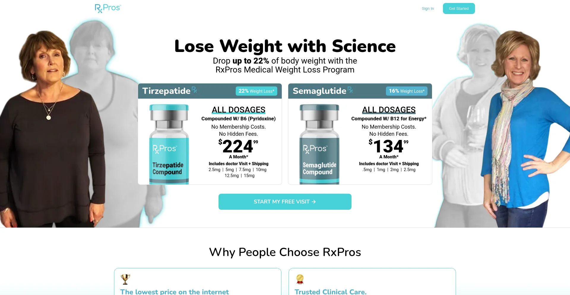 Website screenshot of Rxpros.com