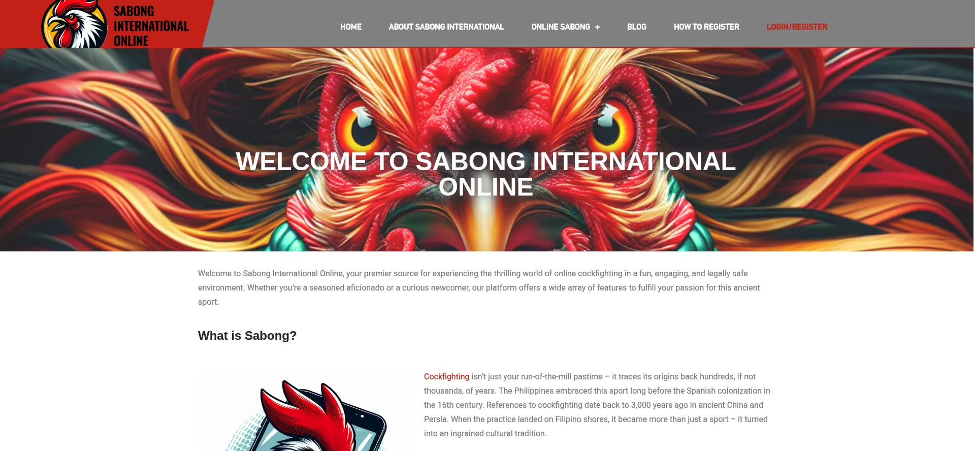 Website screenshot of Sabong-international-online.com