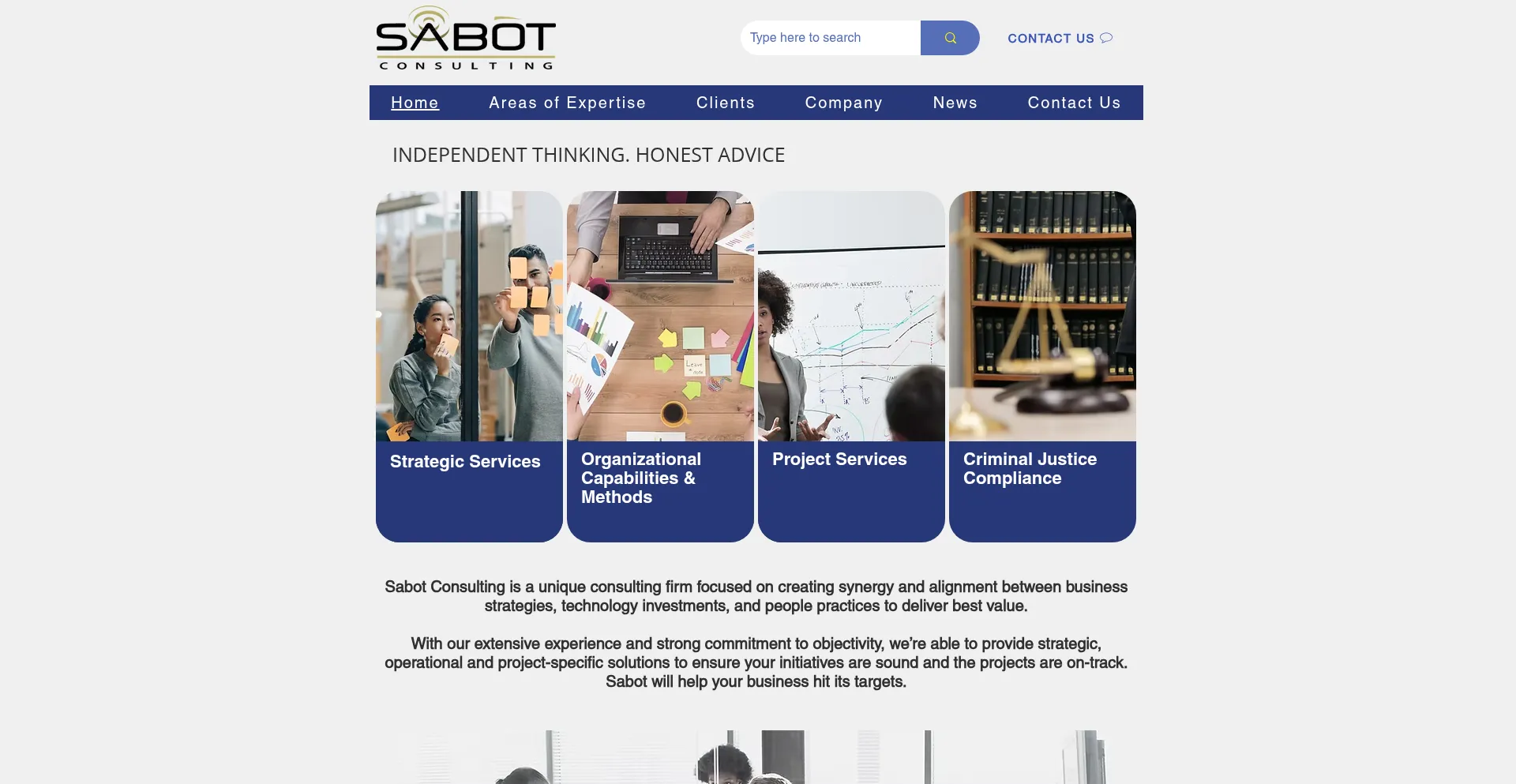 Website screenshot of Sabotconsulting.com