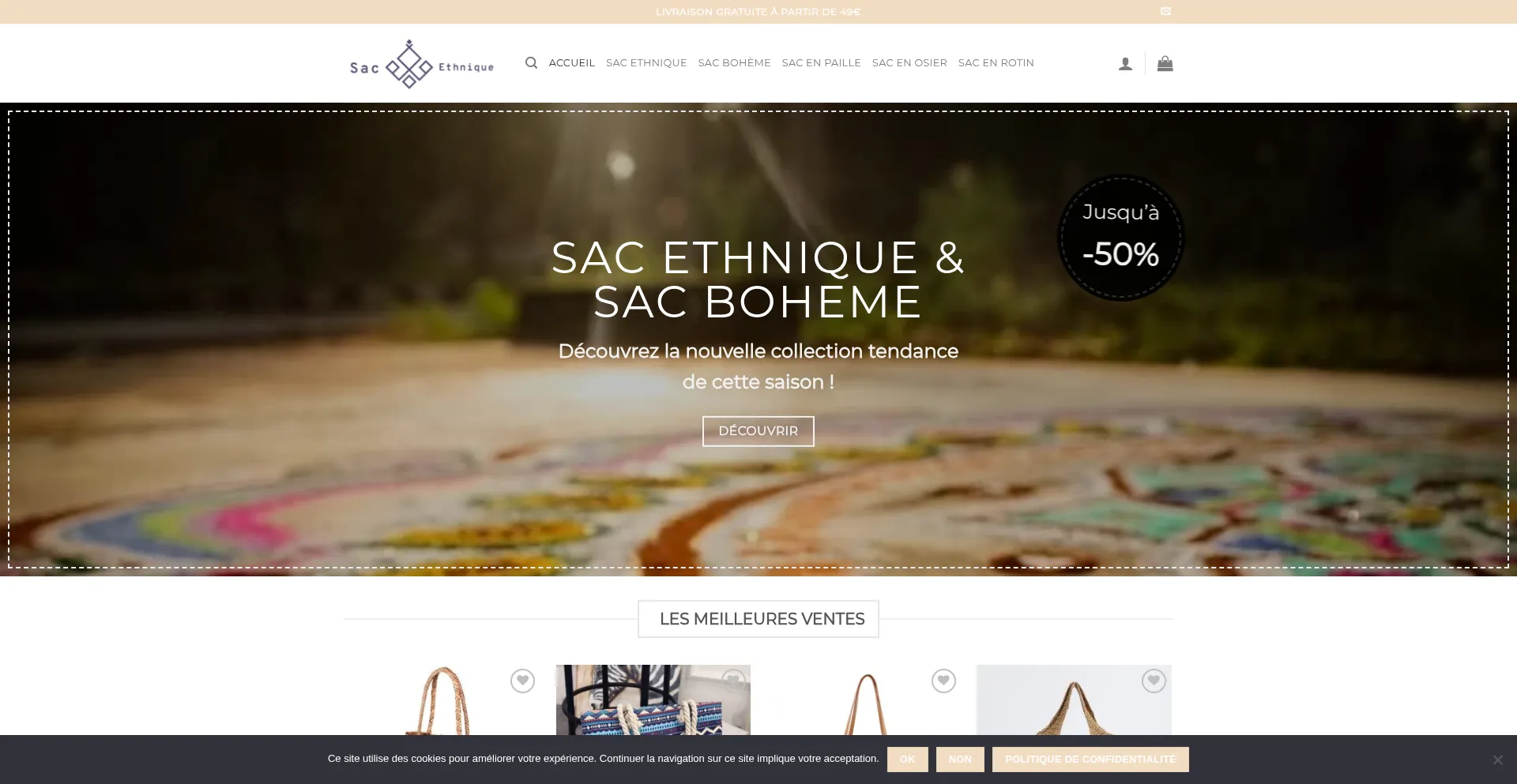 Website screenshot of Sac-ethnique.fr