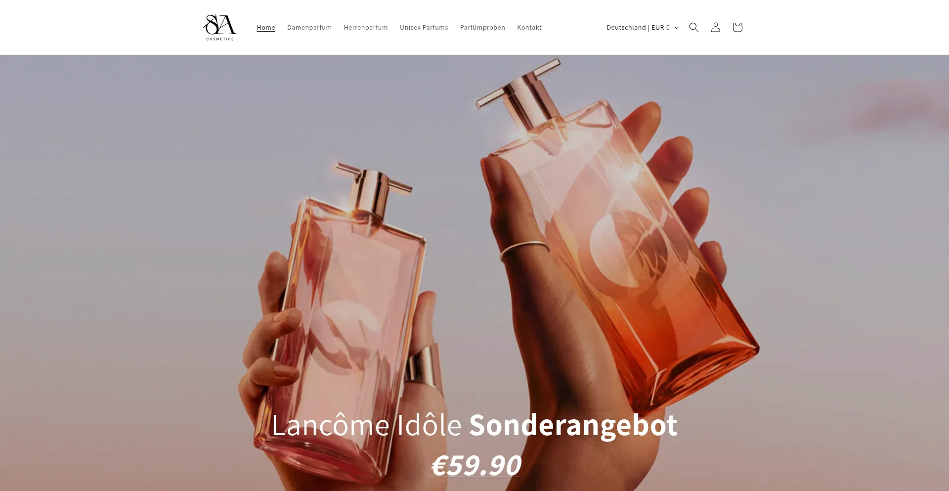 Website screenshot of Sacosmetics.de