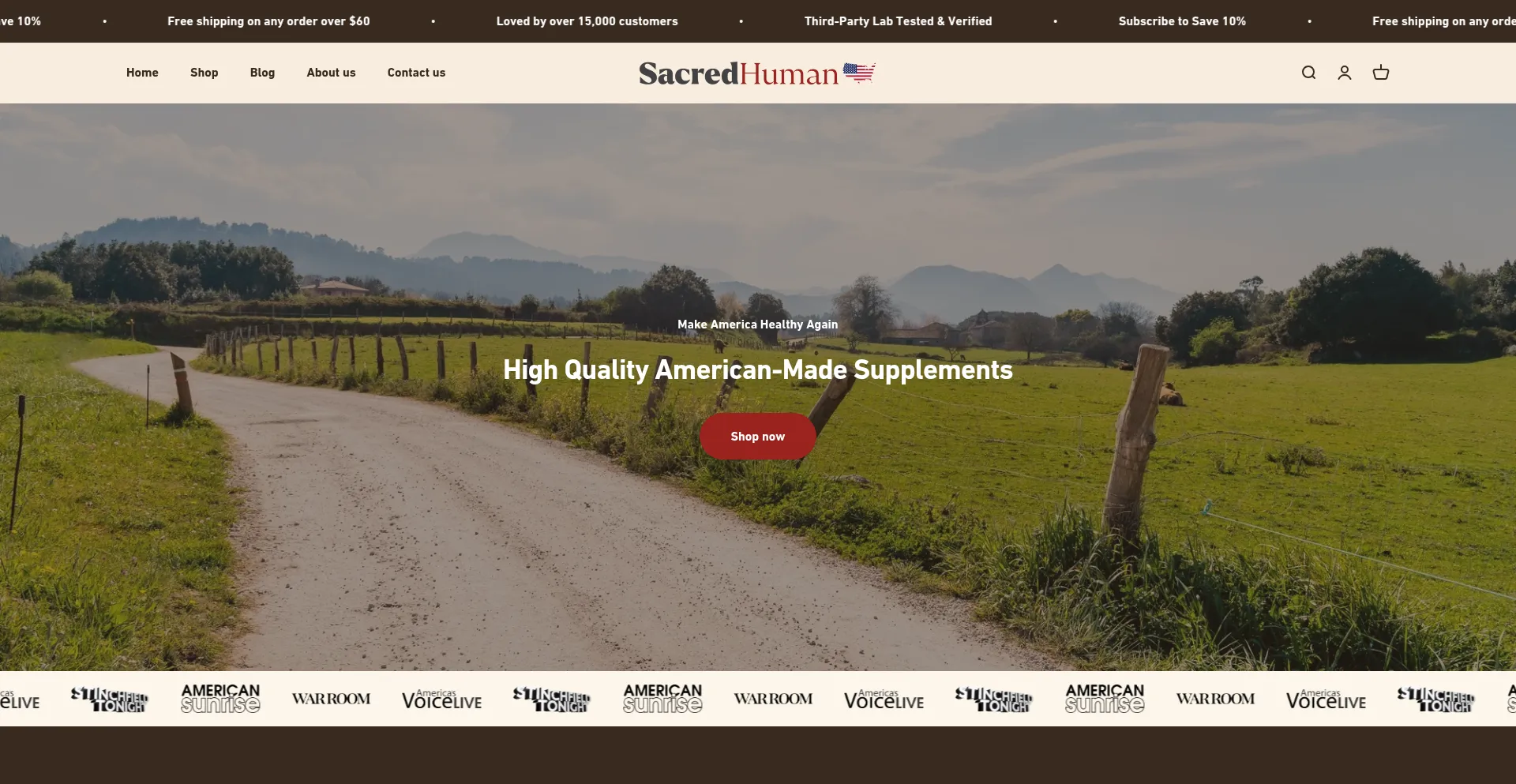 Website screenshot of Sacredhumanhealth.com