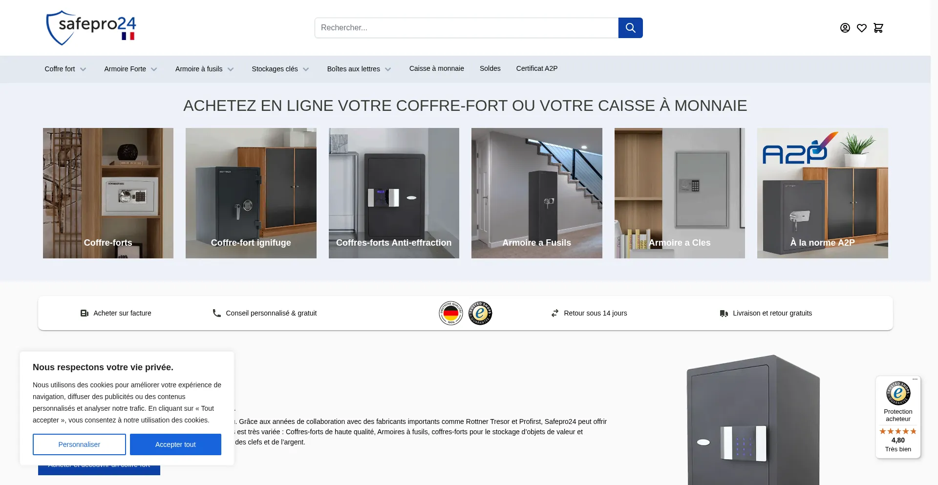 Website screenshot of Safepro24.fr