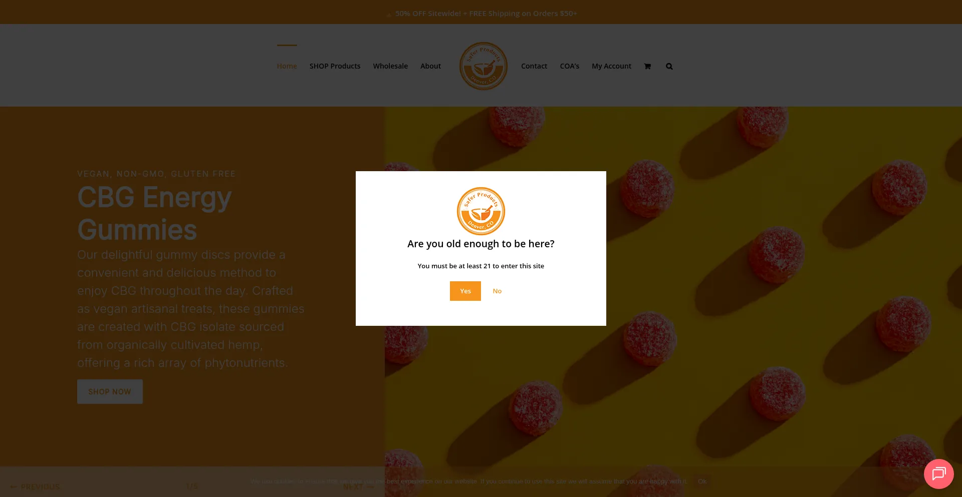 Website screenshot of Safercbd.com