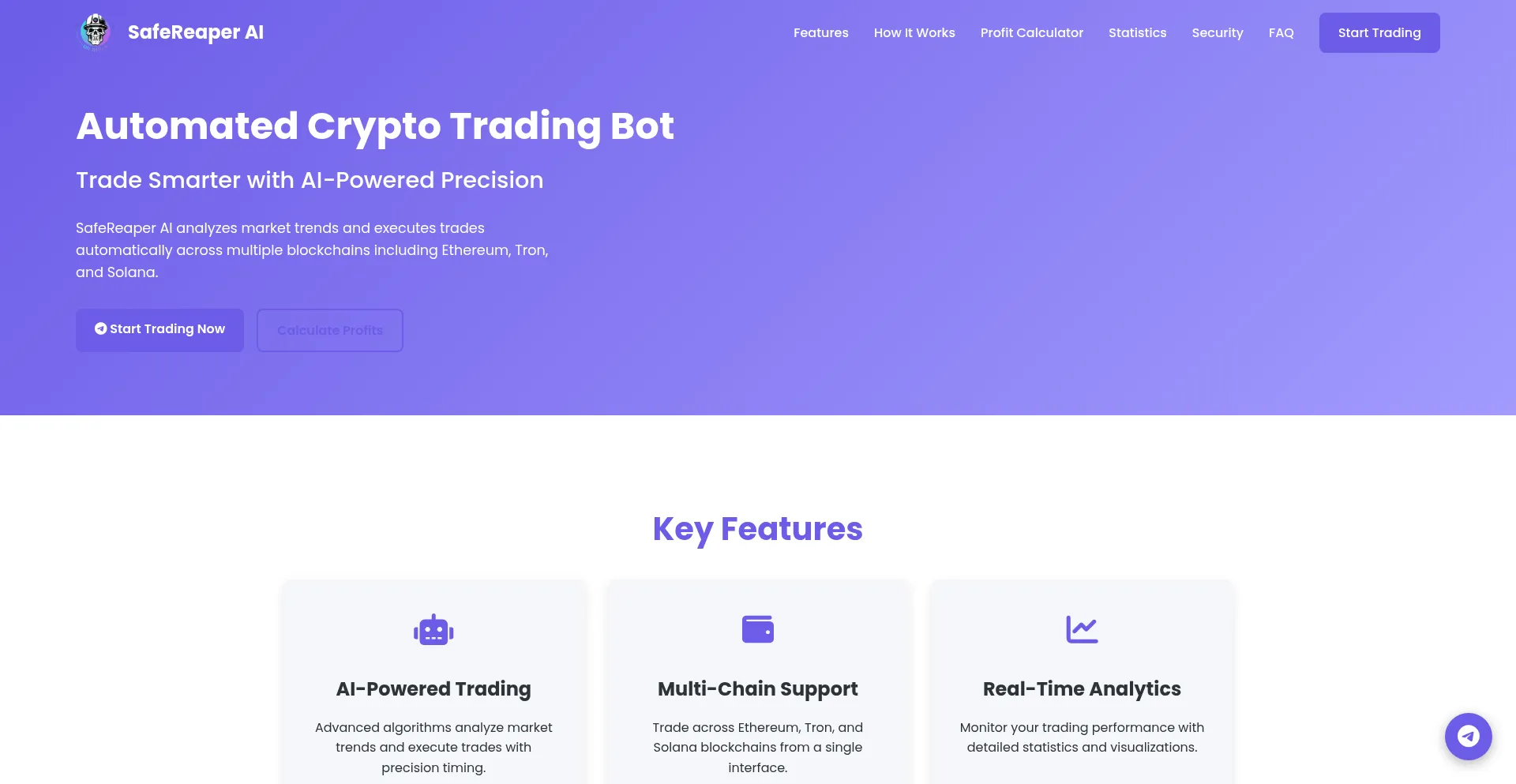 Website screenshot of Safereaperai.online