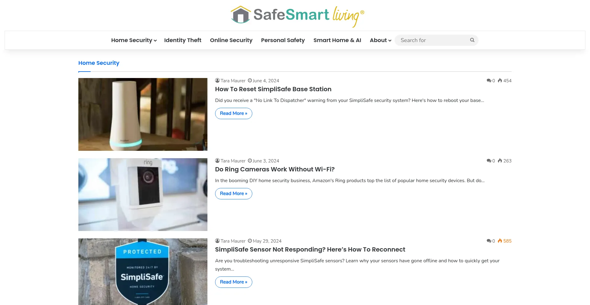 Website screenshot of Safesmartliving.com
