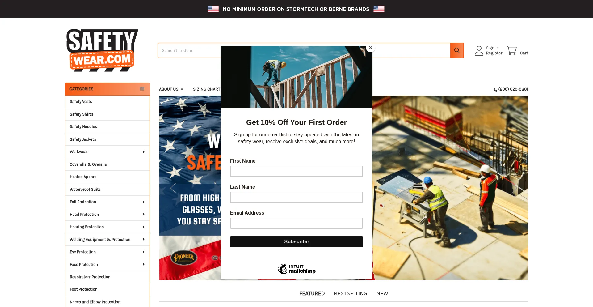 Website screenshot of Safetywear.com