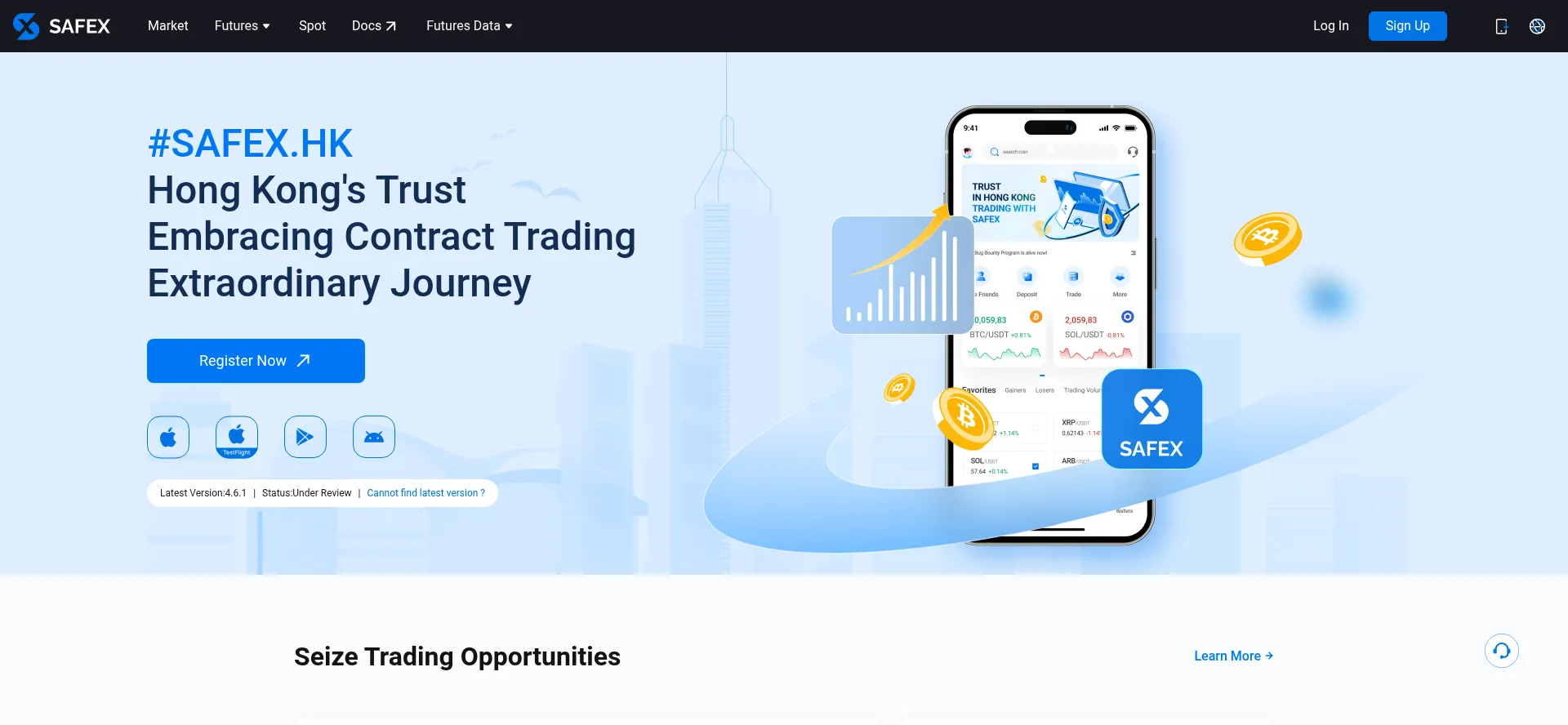 Website screenshot of Safex.hk