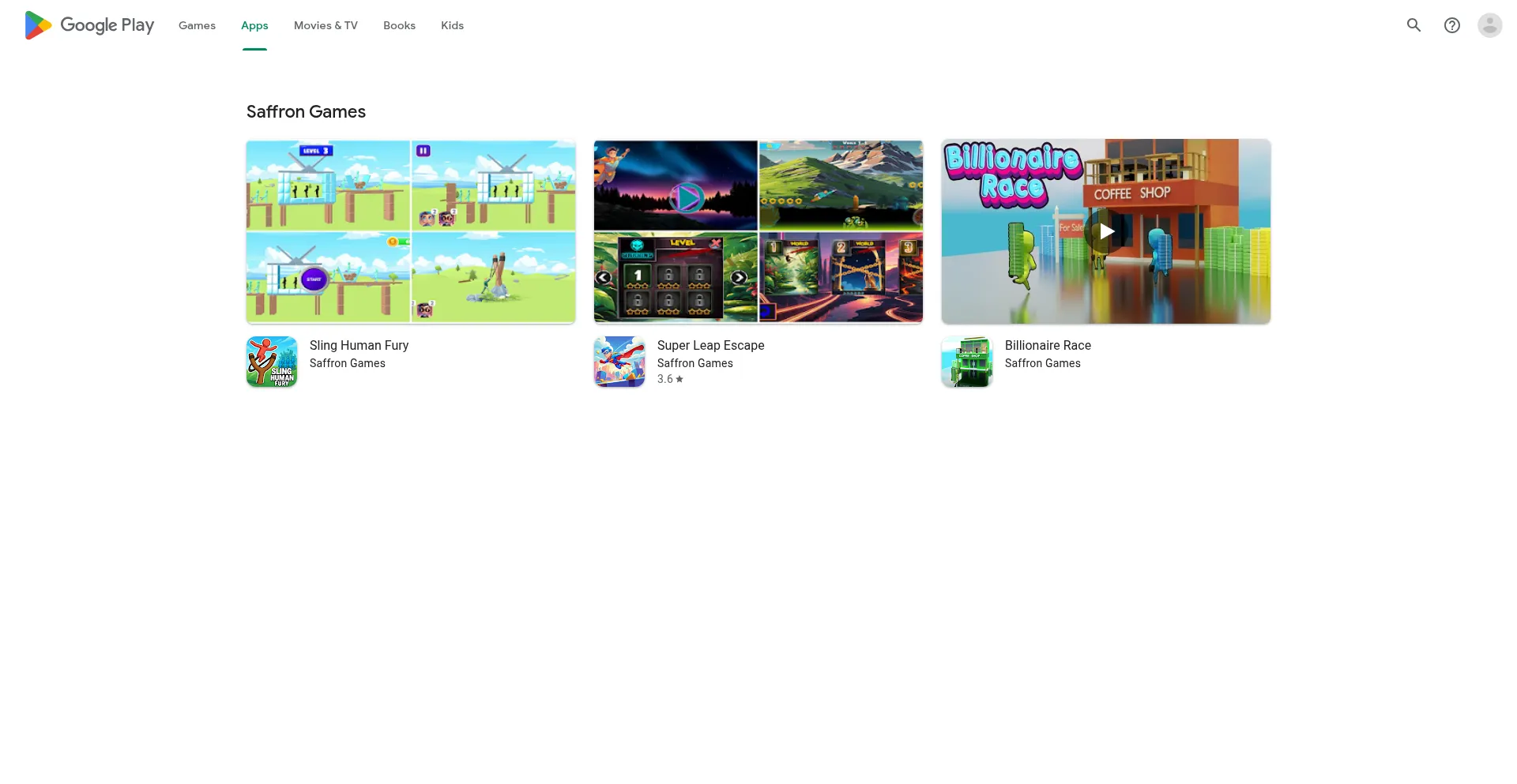 Website screenshot of Saffron-games.com