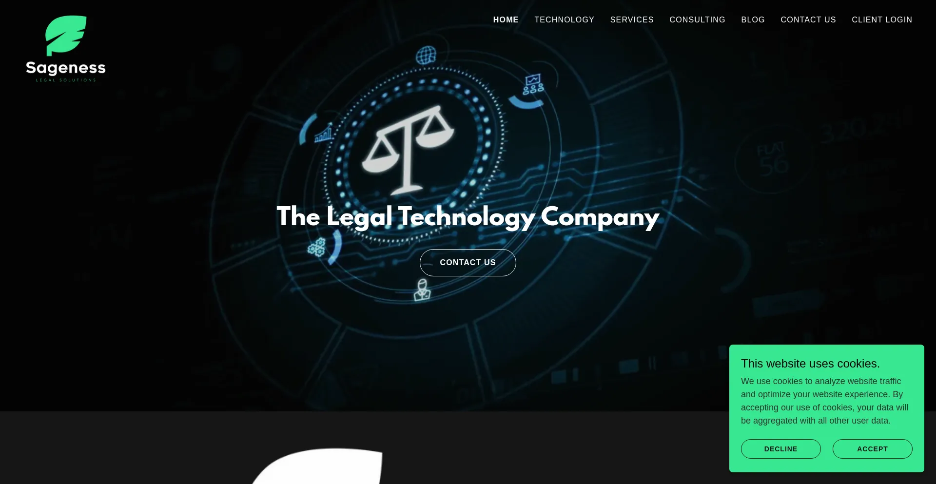 Website screenshot of Sageness.io