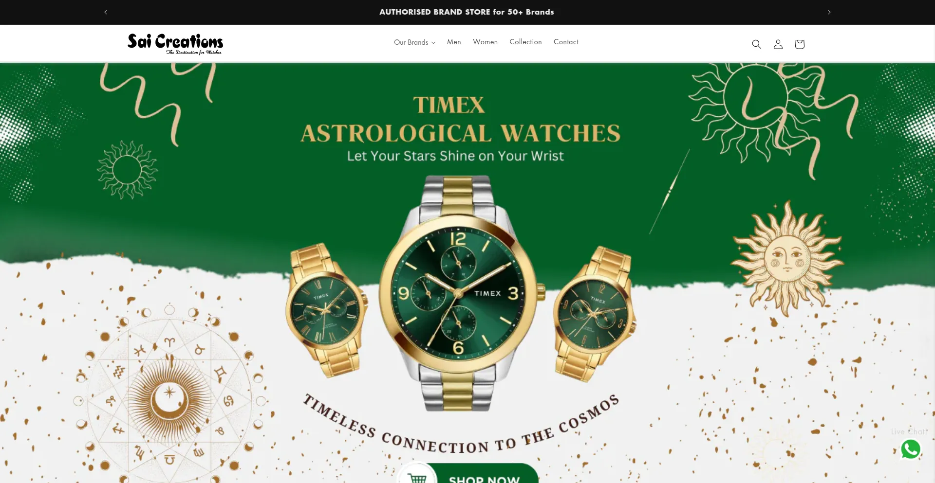 Website screenshot of Saicreationswatches.com