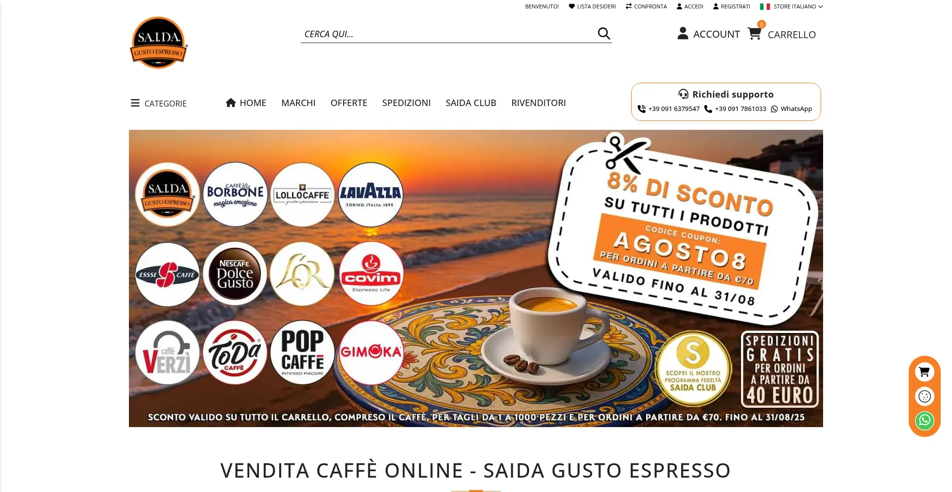 Website screenshot of Saidagustoespresso.com