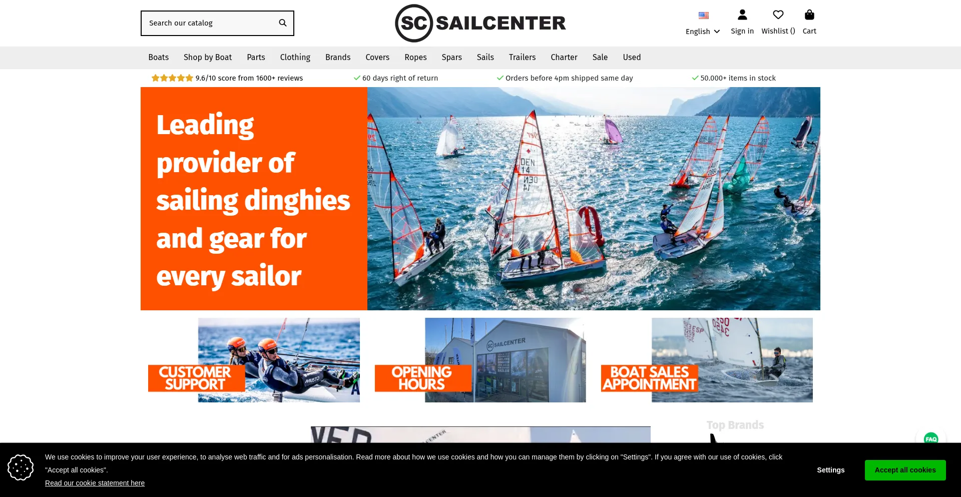 Website screenshot of Sailcenter.com