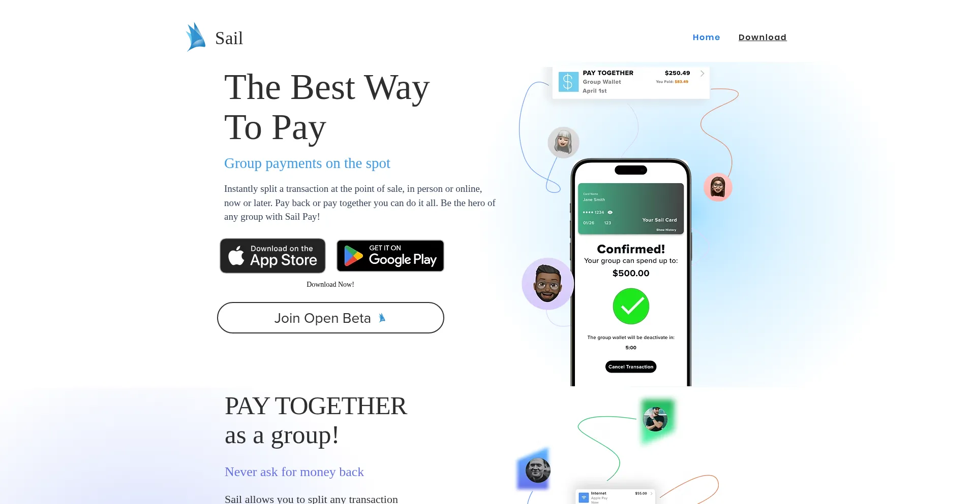 Website screenshot of Sailpay.io