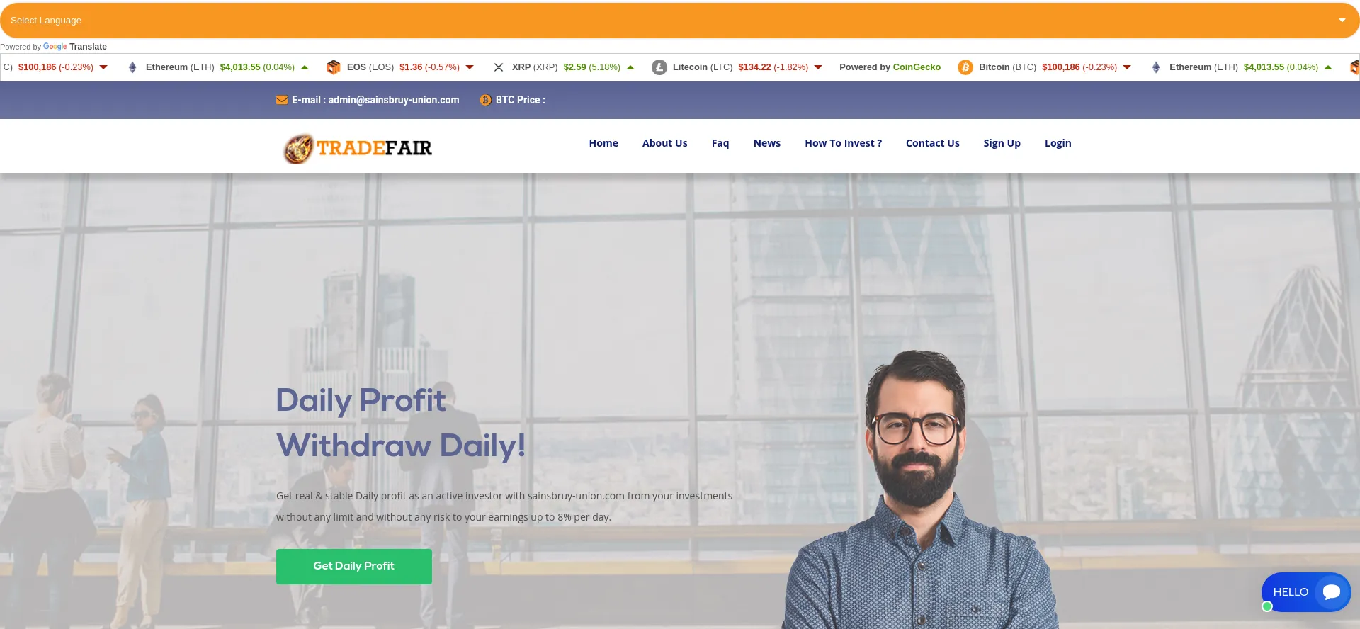 Website screenshot of Sainsbruy-union.com