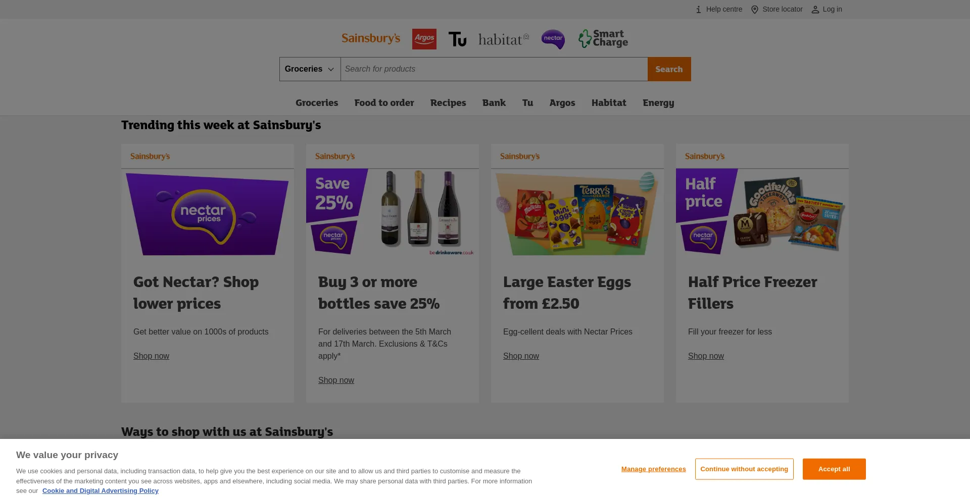 Sainsburys.co.uk Screenshot