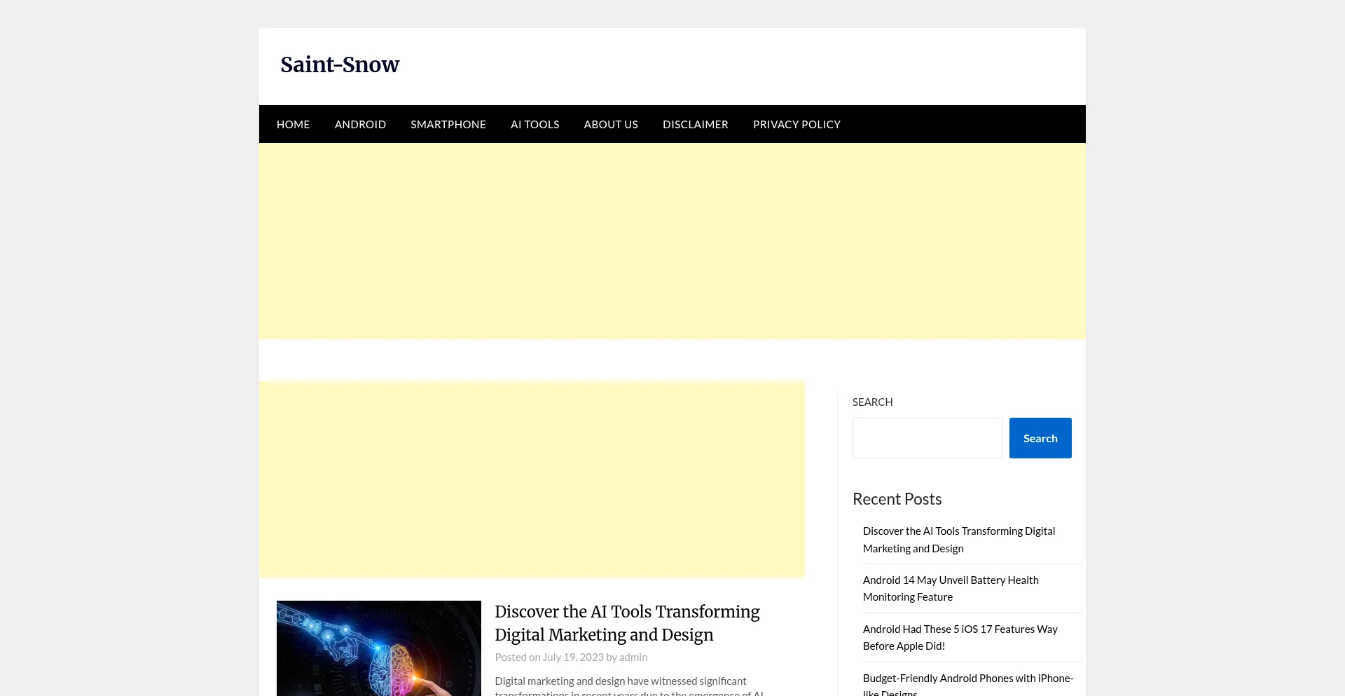 Website screenshot of Saintsnow.xyz