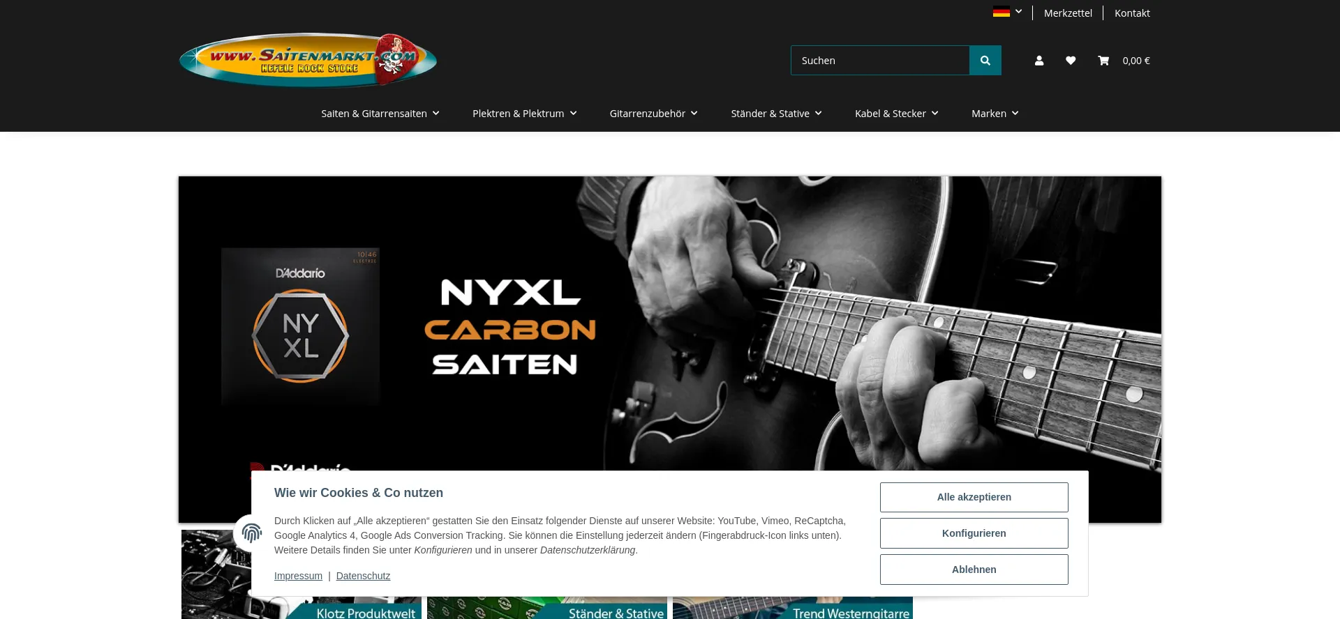 Website screenshot of Saitenmarkt.com