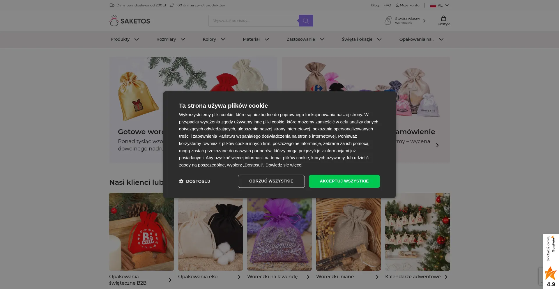 Website screenshot of Saketos.pl