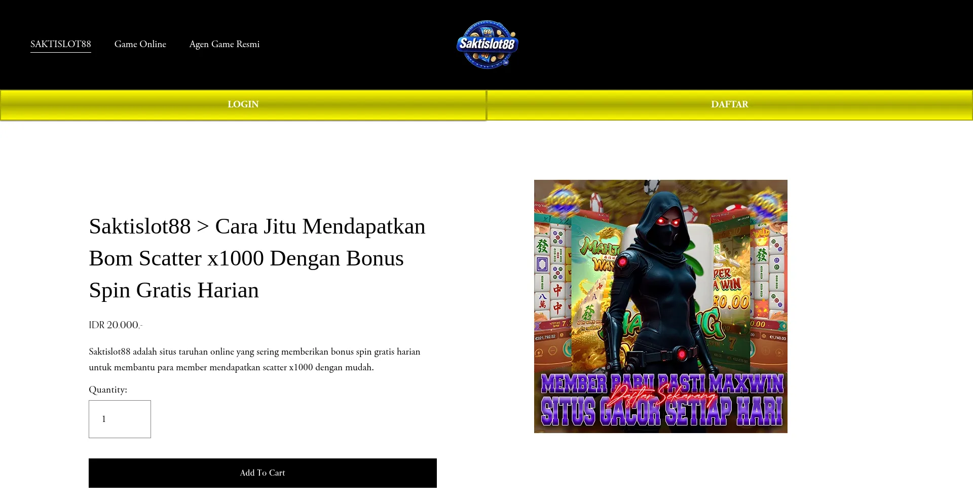 Website screenshot of Saktislot88.net