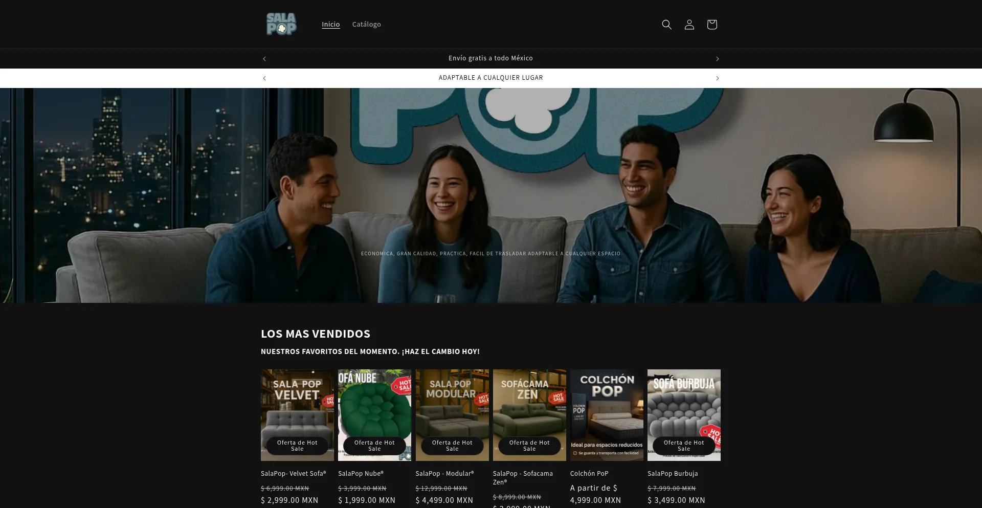Website screenshot of Salapopmx.com