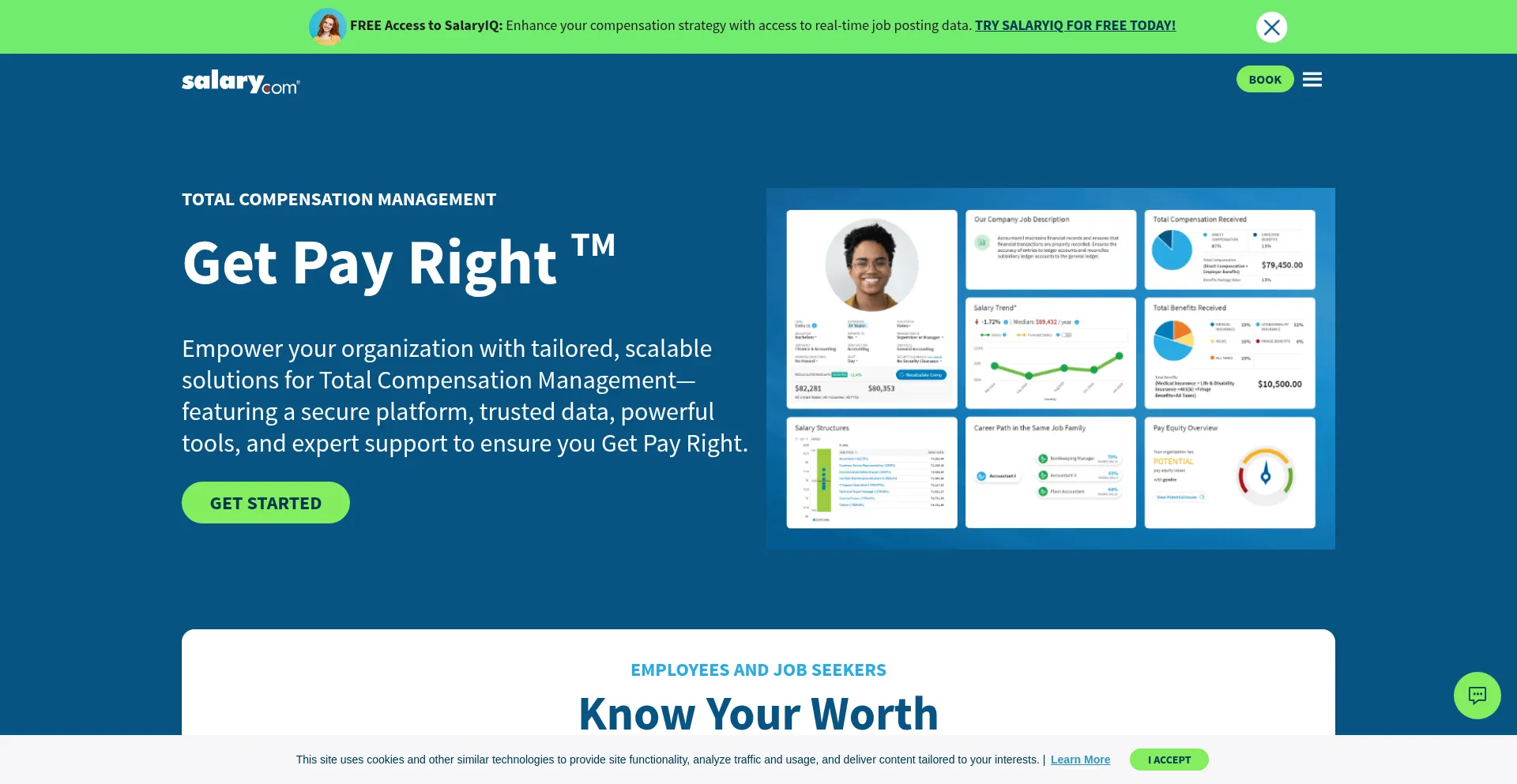 Website screenshot of Salary.com