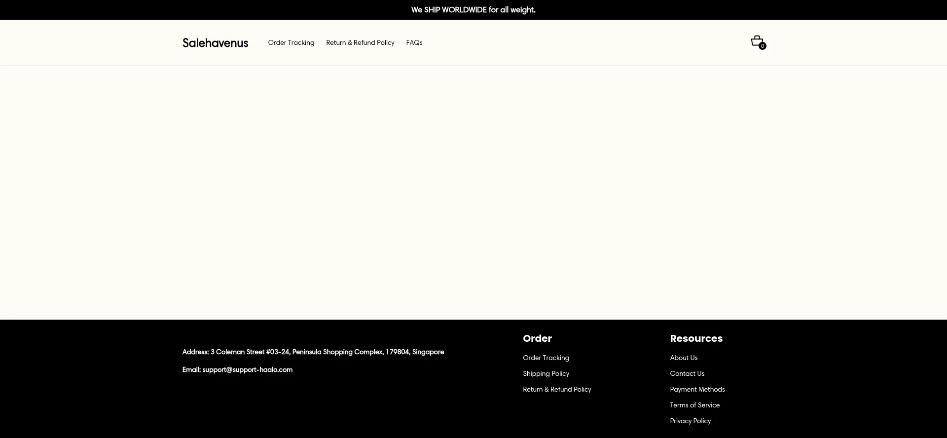 Website screenshot of Salehavenus.com