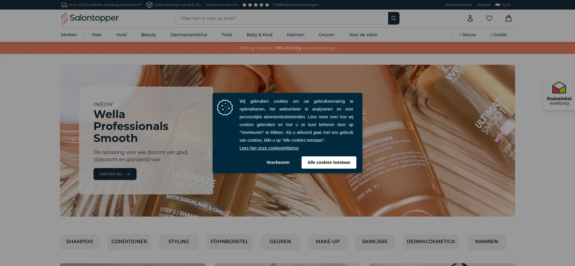 Website screenshot of Salontopper.nl