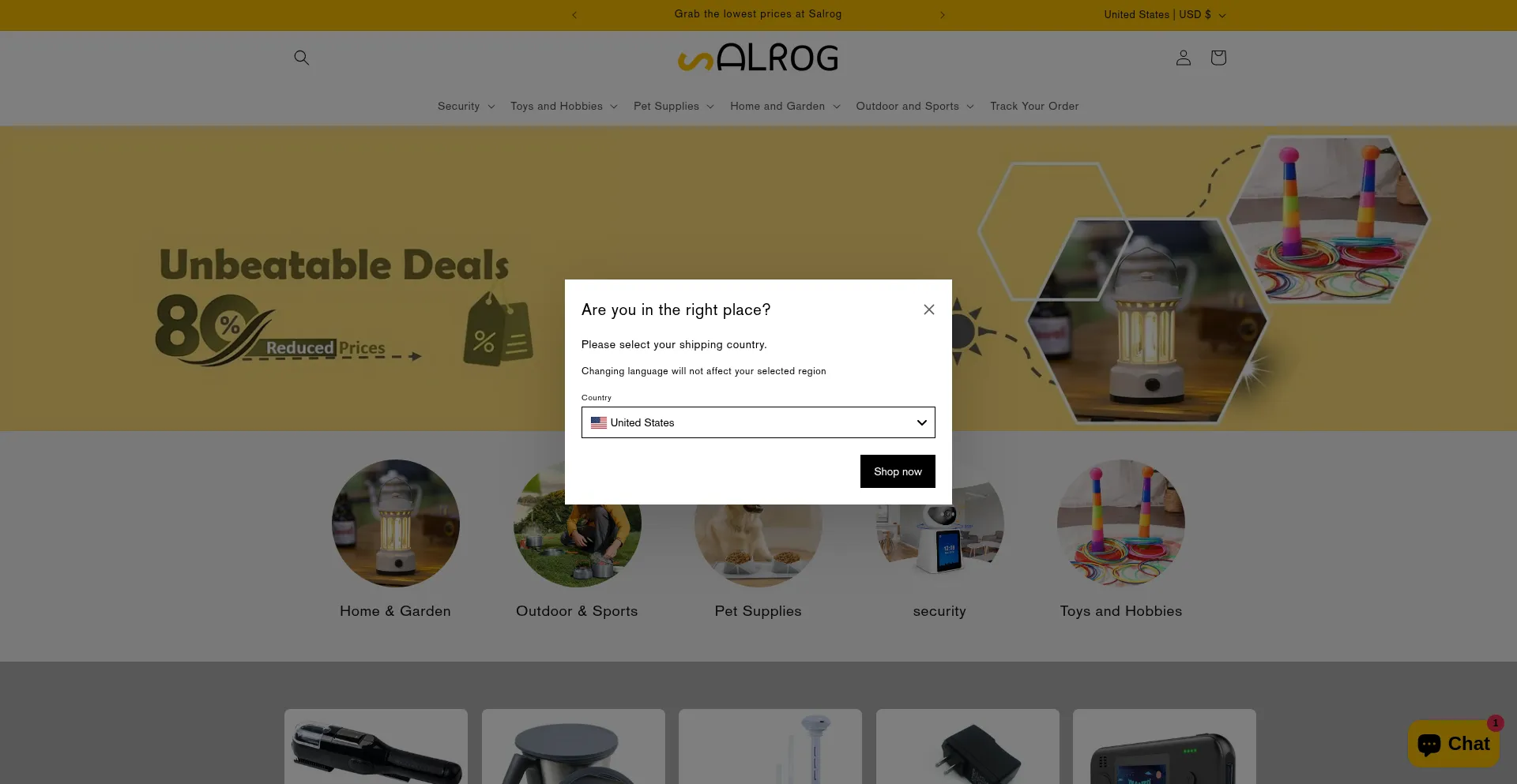 Website screenshot of Salrog.com