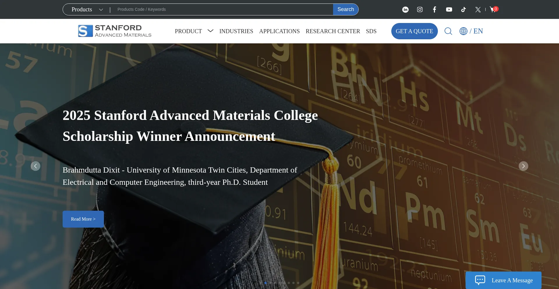 Samaterials.com Screenshot