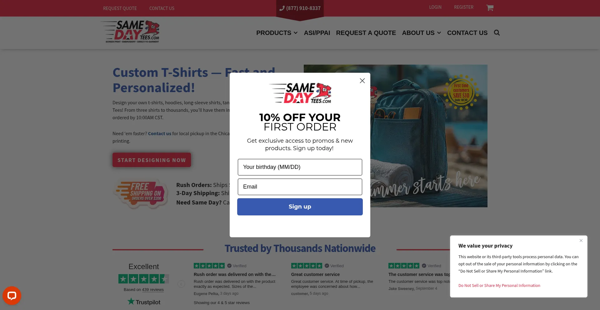 Samedaytees.com Screenshot