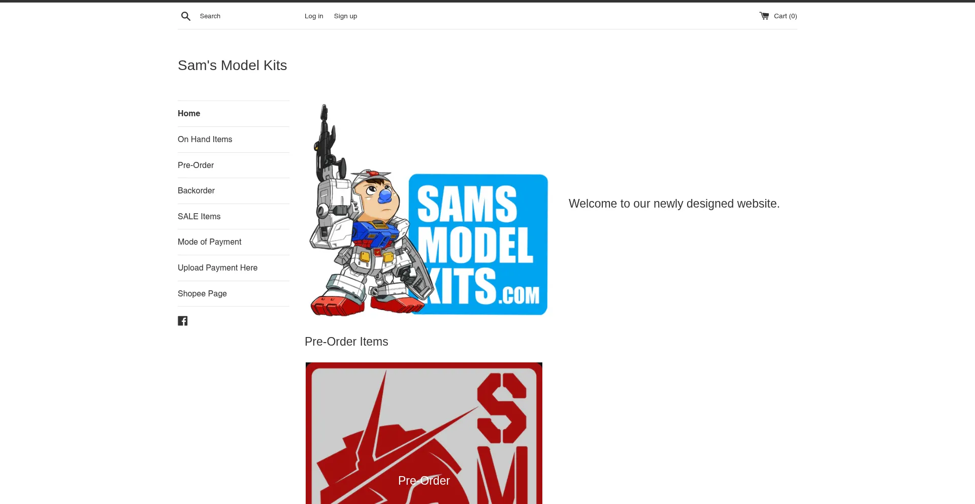 Website screenshot of Samsmodelkits.com