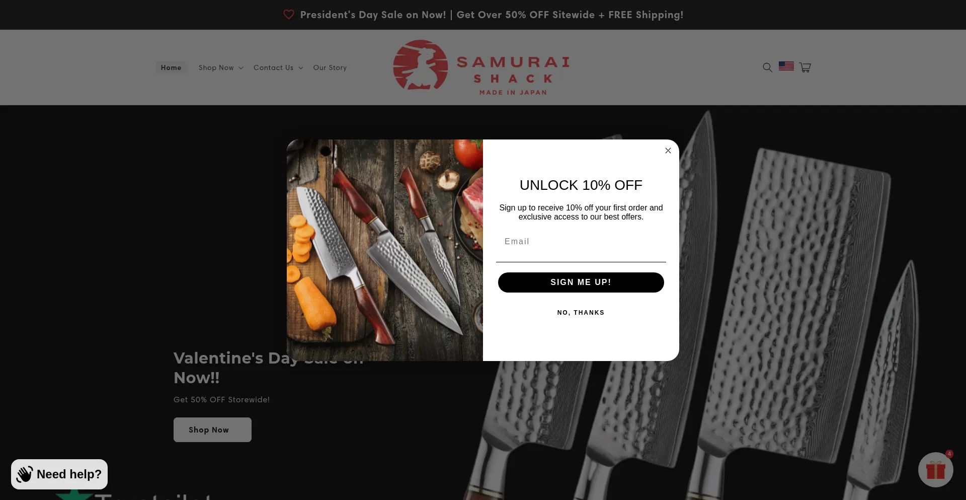 Website screenshot of Samuraishack.com