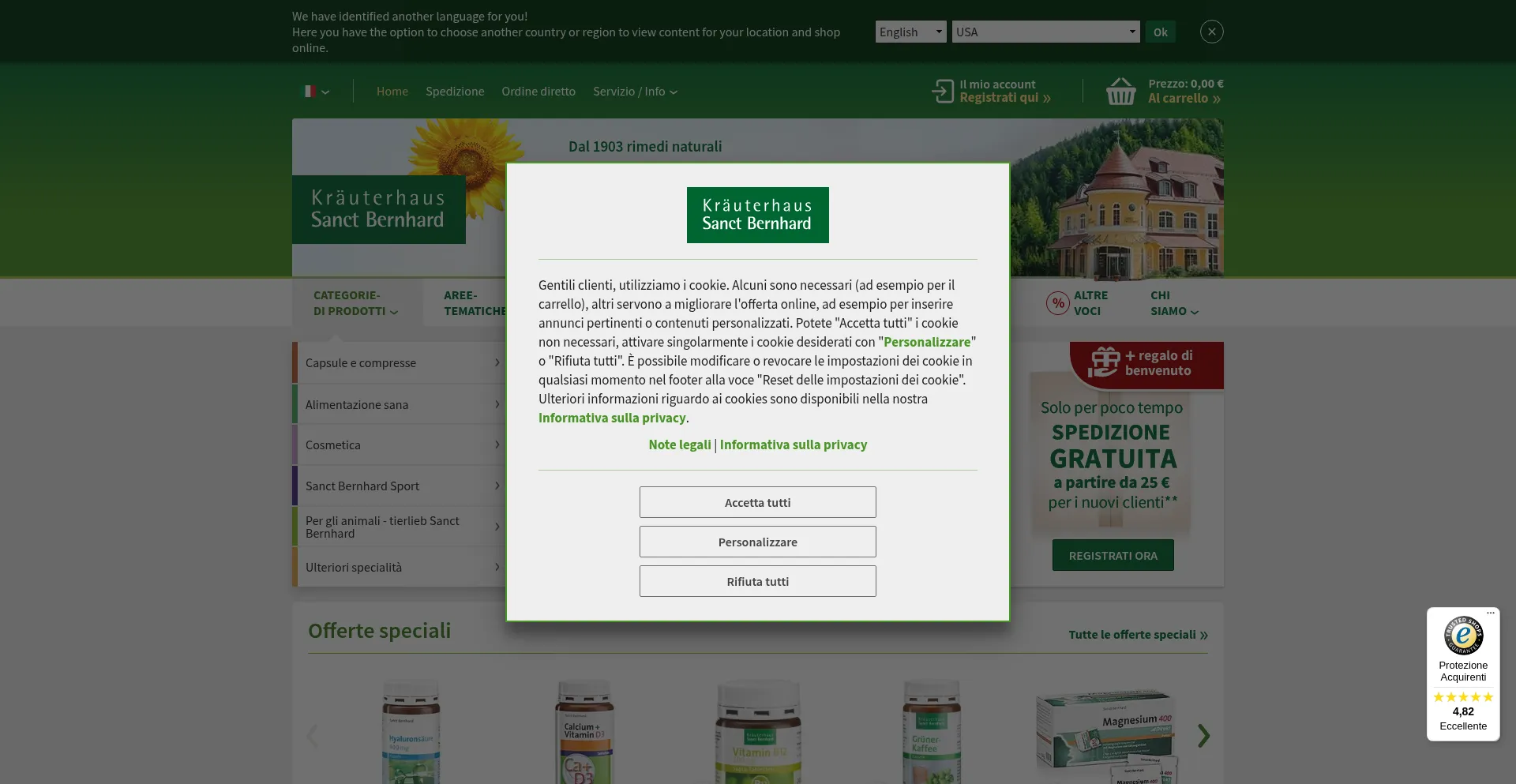 Website screenshot of Sanct-bernhard.it