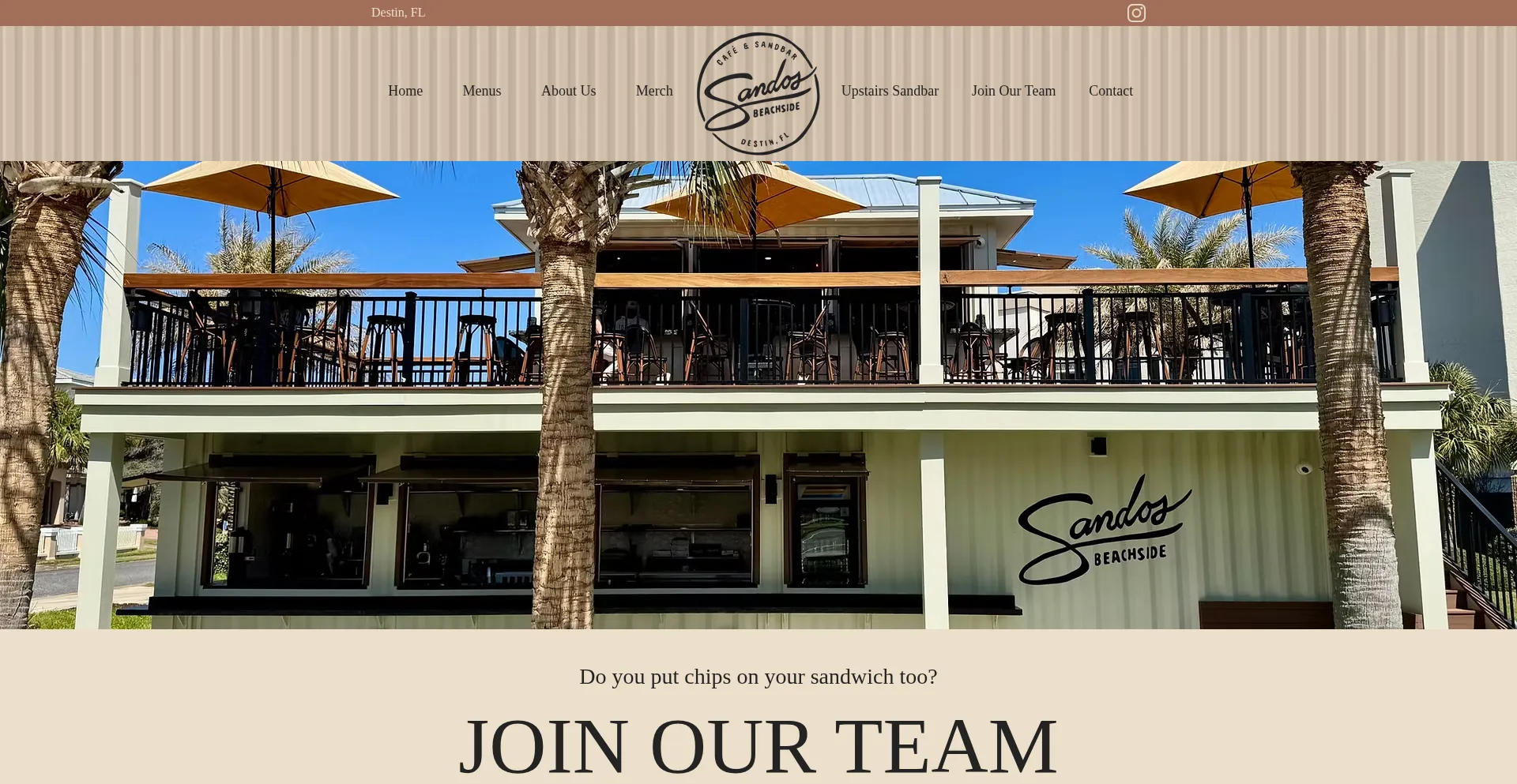 Website screenshot of Sandosbeachside.com