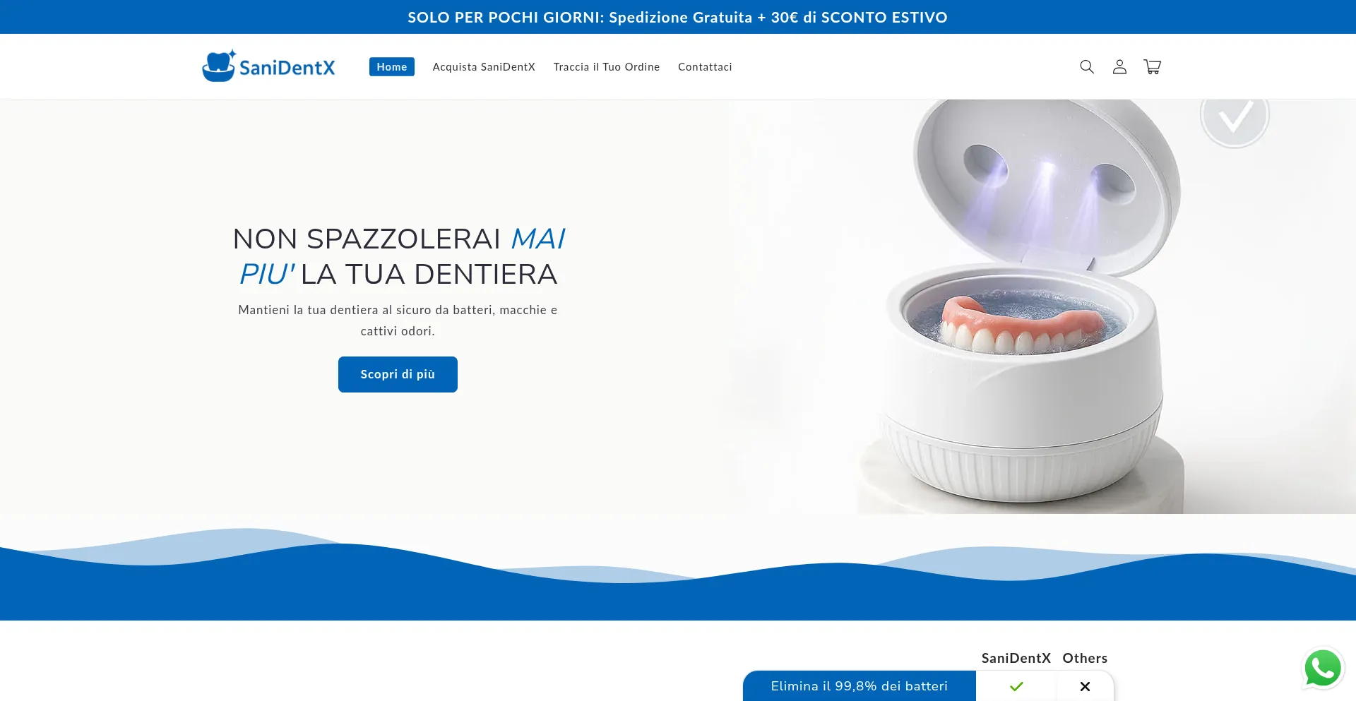 Website screenshot of Sanidentx.com