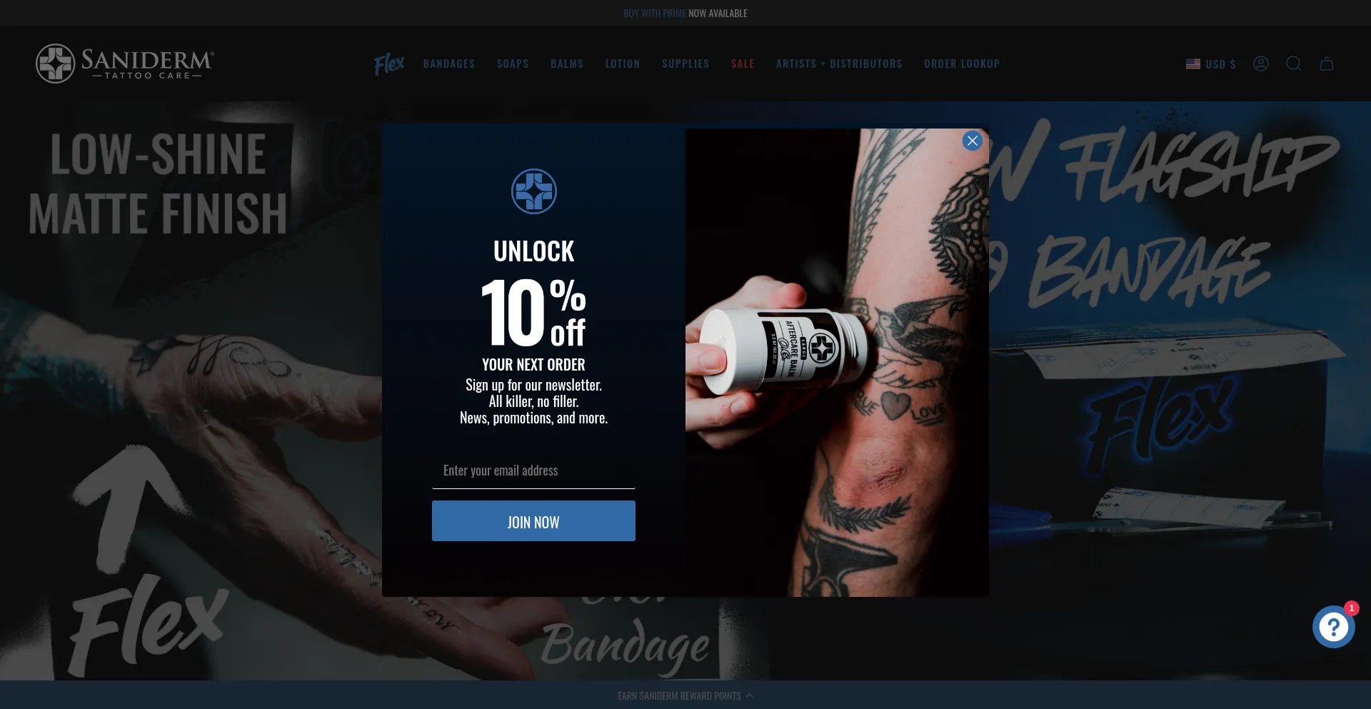 Website screenshot of Saniderm.com
