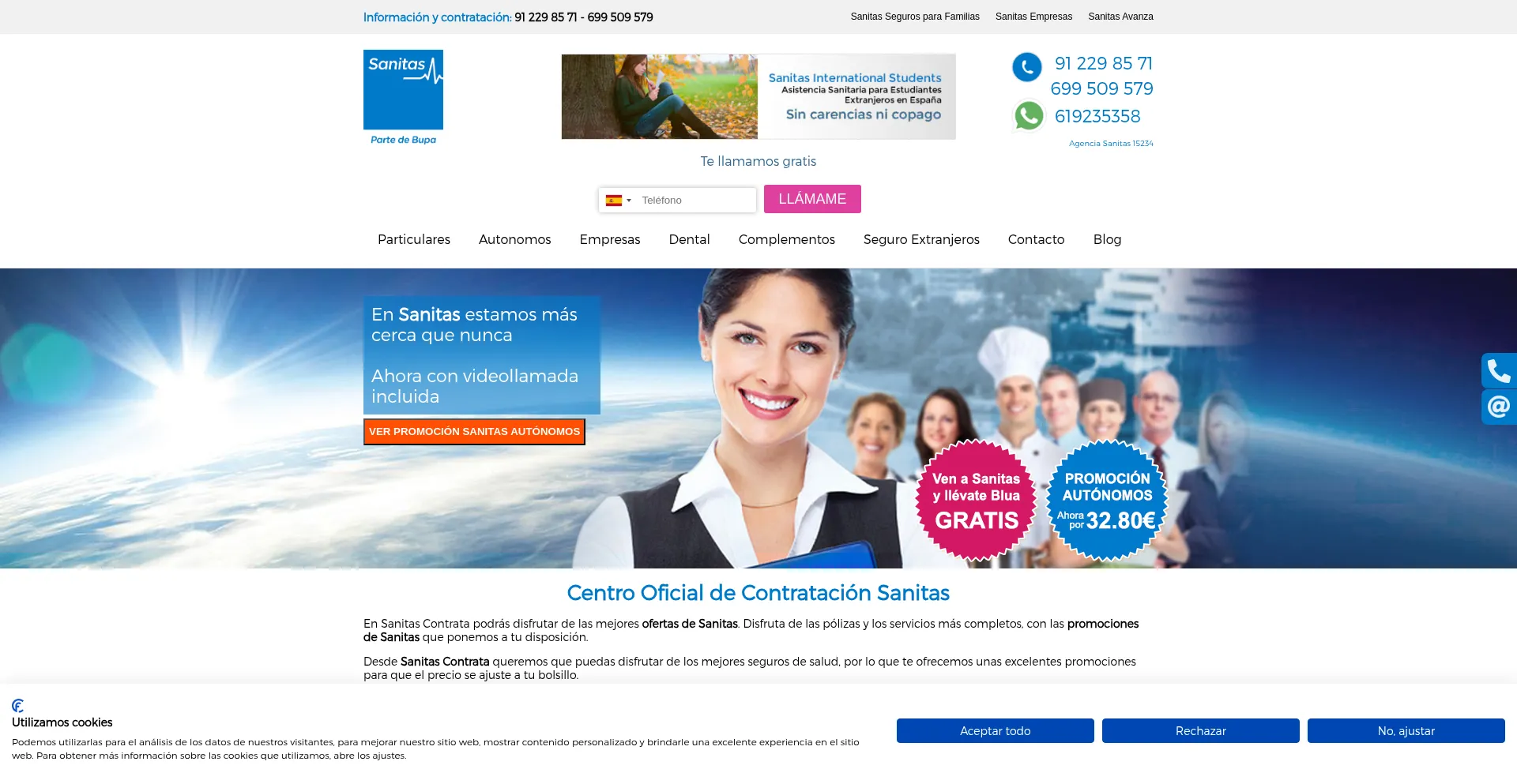 Website screenshot of Sanitascontrata.es