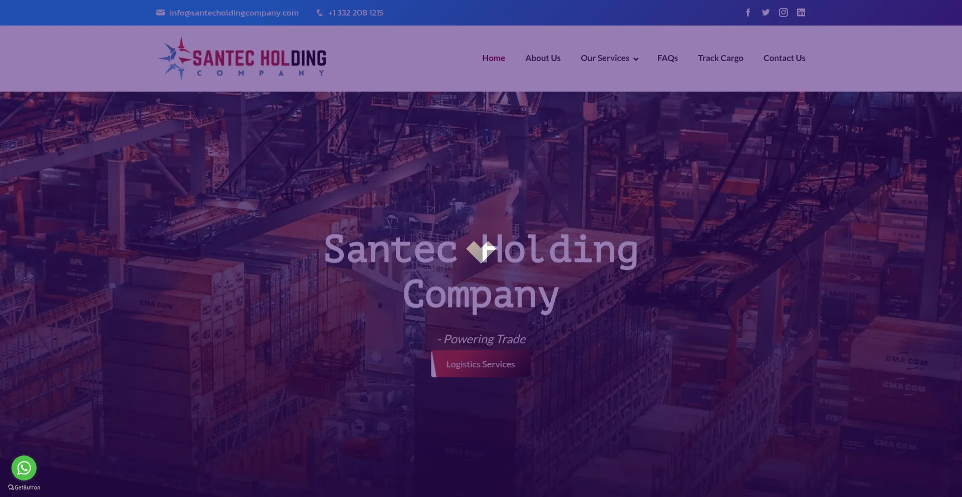Website screenshot of Santecholdingcompany.com