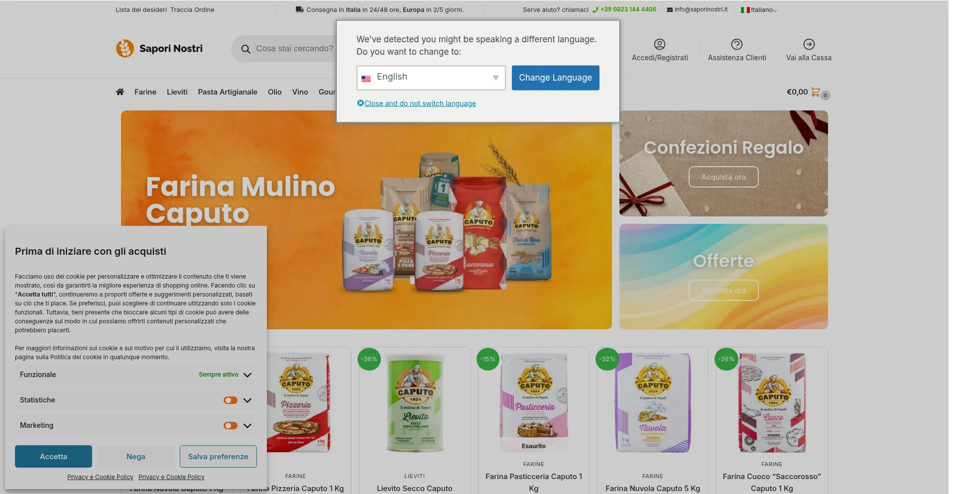 Website screenshot of Saporinostri.it