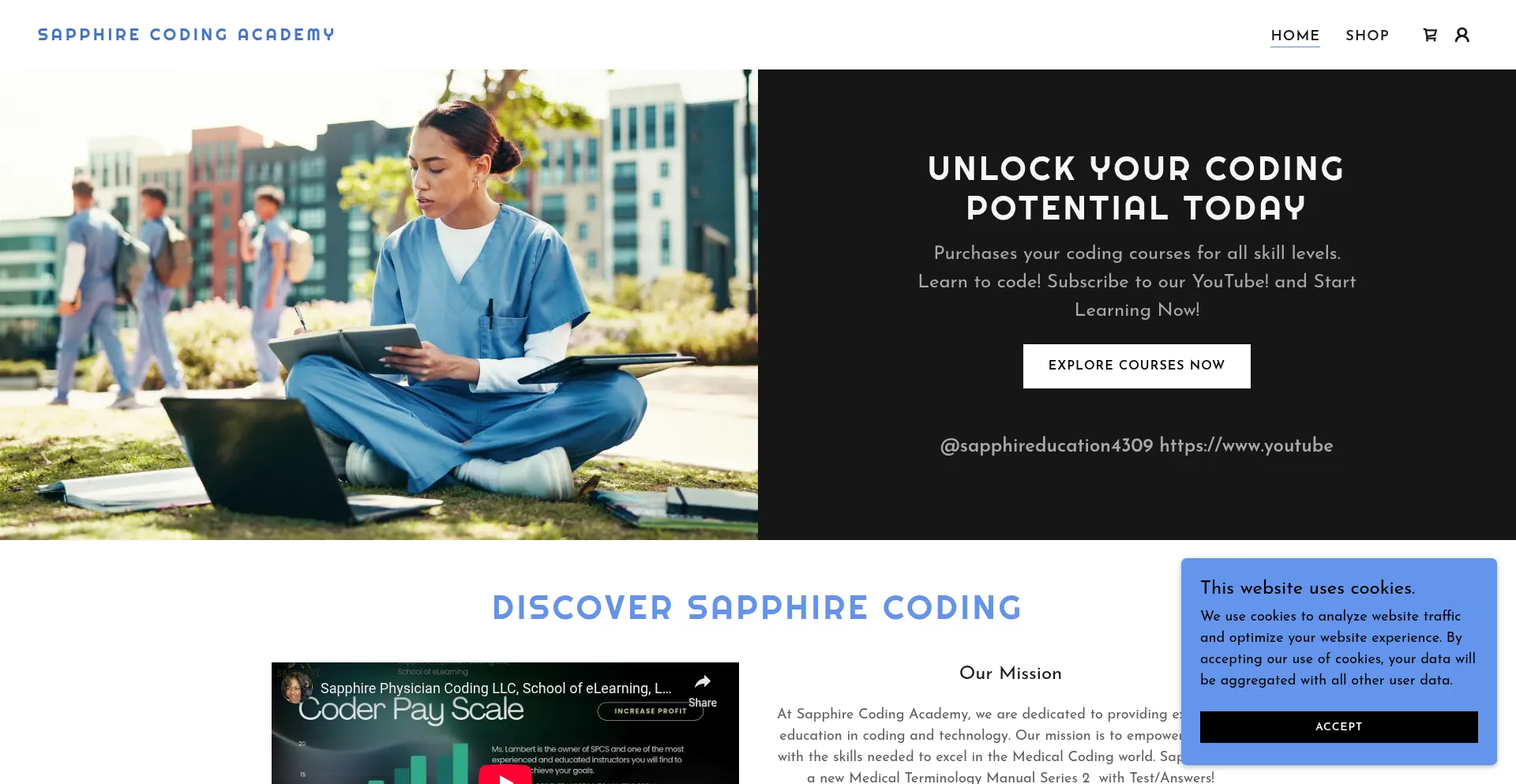 Website screenshot of Sapphirecoding.com