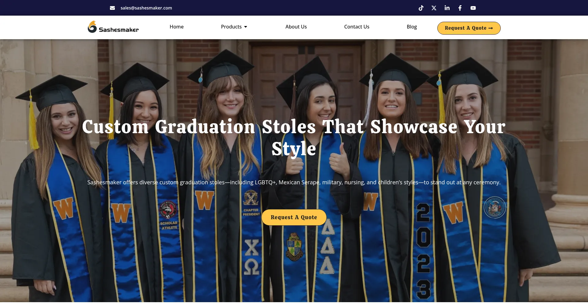 Website screenshot of Sashesmaker.com