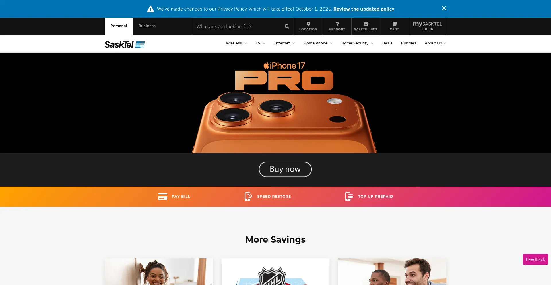 Sasktel.com Screenshot