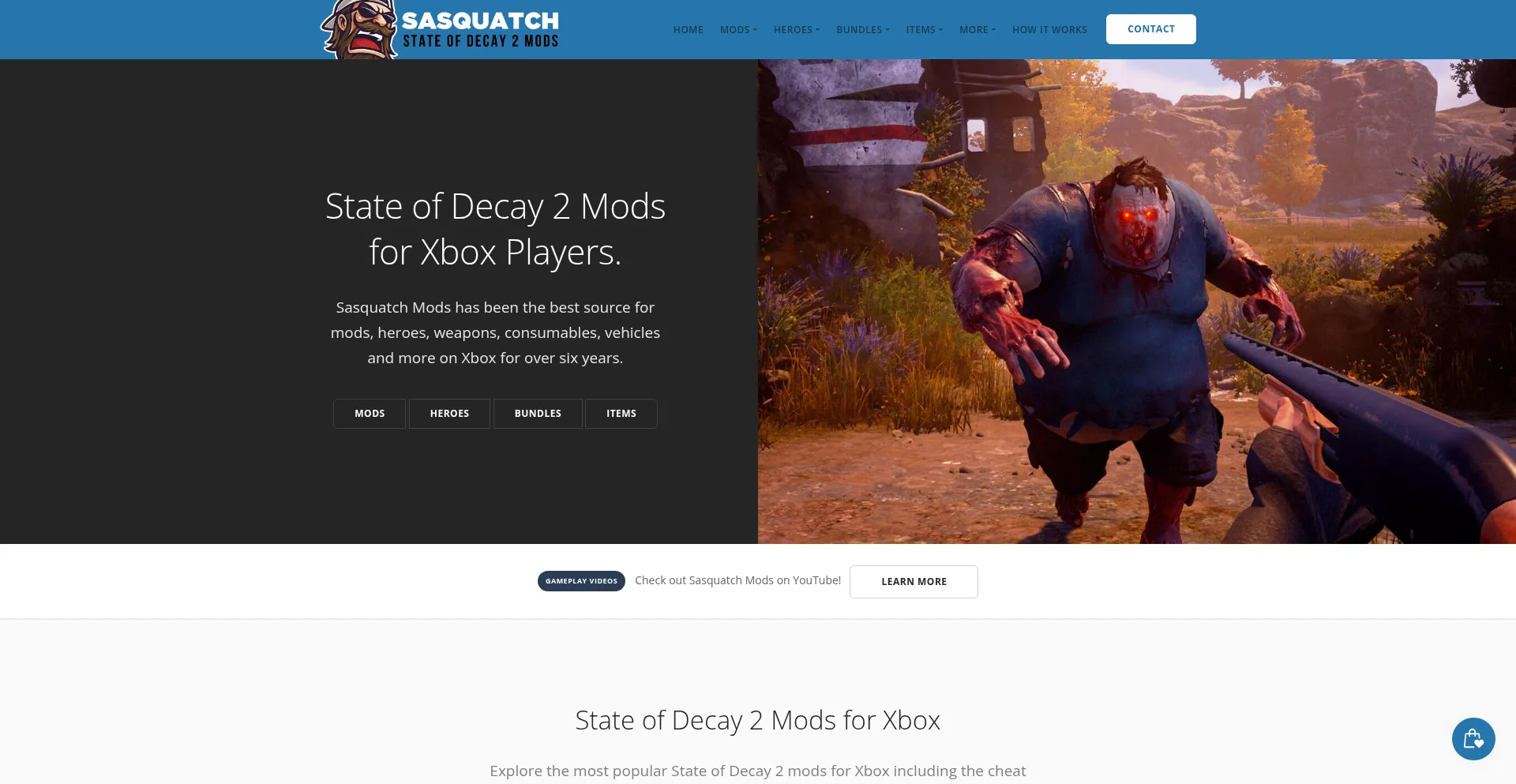 Website screenshot of Sasquatchmods.com